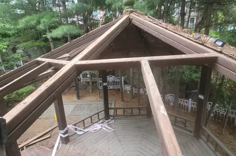용인 파고라정자수리 시공 현장